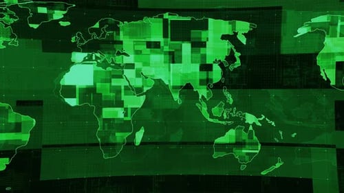 Green Color Technology Earth Map Background Animation