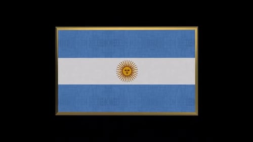 Looping 3D Argentina Flag with Golden Frame