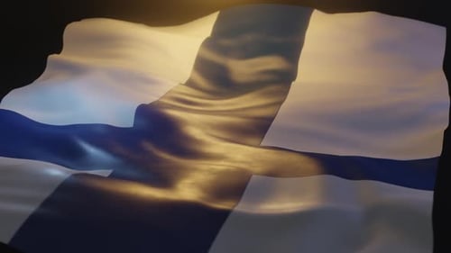 Realistic Finland Flag Waving 3D Animation Loop