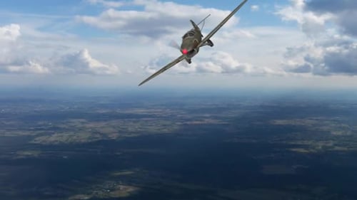 3D Animated Vintage Airplane Loop Flight with Alpha Channel