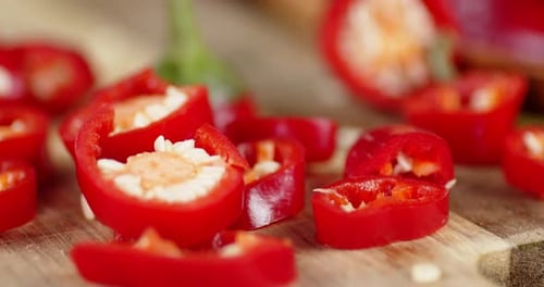 Sliced Red Hot Chili Peppers Extreme Close Up