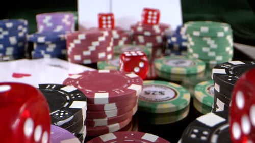 Poker Chips and Dice Close Up