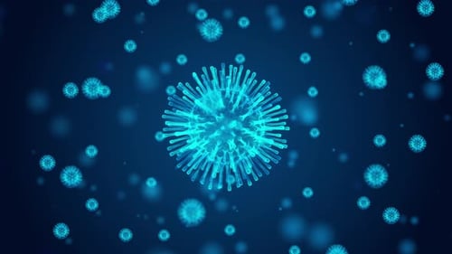 Futuristic Rotating Virus Cell Loop Background Animation