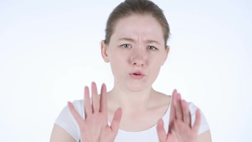 Young Woman Saying No, Rejecting Something