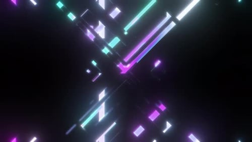 Futuristic Neon Glowing Grid Pattern Background Loop