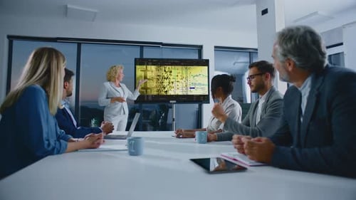 Business Presentation About Bitcoin in Conference Room
