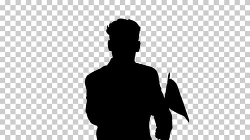 Silhouette Agitator with flag, Alpha Channel.