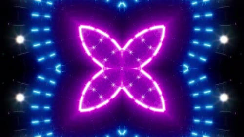 Rapidly Blink Neon Flower Light Loop 4K 05