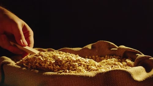 Grocery Cornflakes on Black Background Closeup