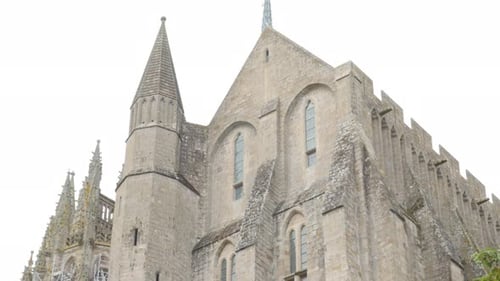 Architecture of Mont-Saint-Michel island located in french region of Normandy 4K 3840X2160 UHD slow