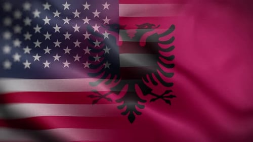 USA Albania Flag Loop Background 4K