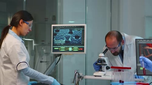 Scientists Working in a Modern Lab