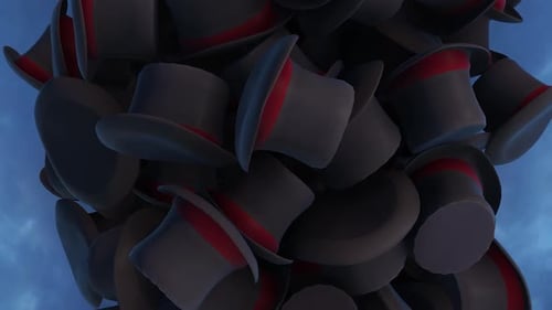 Modern Seamless Looping 3D Top Hats Tumbling Animation