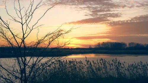 Sunset Over Lake 4 K