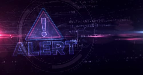 Animación abstracta de túnel en bucle con símbolo de seguridad de alerta