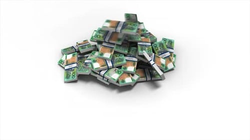 Falling Australian Dollar Stacks Piling Up Financial Animation