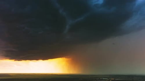Aerial View Storm Cloudy Rainy Sky
