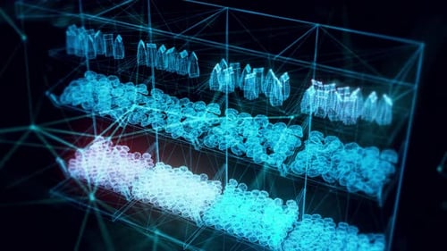 Market Shelf Buns Hologram Close Up 4K