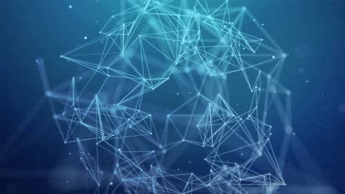 Abstract composition with connecting dots and lines and triangles