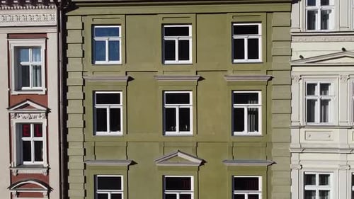 European city building. Elements of architecture. Aerial drone view.