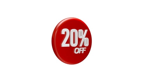 Glossy 3D Circle Discount Sale Badge 20 Percent Off