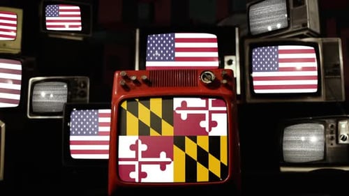 Retro Televisions with Flags