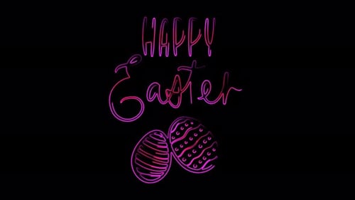 Frohe Ostern. Nahtlose Neon-Animation Ostereier einzeln auf schwarzem Hintergrund.