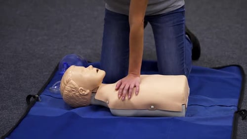 Practicing CPR on a Medical Training Mannequin