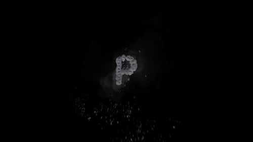 Abstract Particle P Letter Reveal on Black Background
