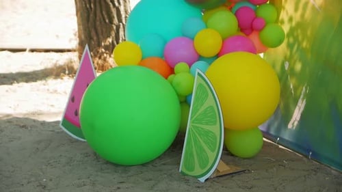 Bright Balloons and Cutouts for a Birthday Party