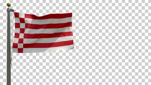 Waving Flag with Red and White Stripes on Alpha Channel