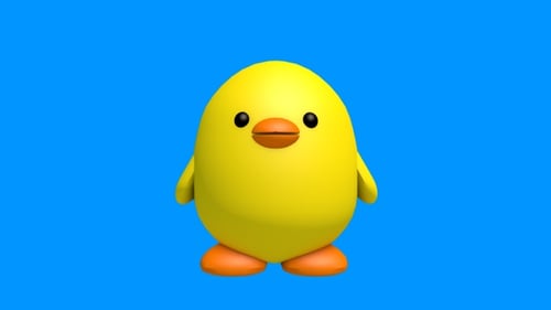 Animated 3D Yellow Chick Character Turning Loop