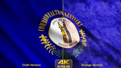 Waving Kentucky Flag Animation with Clean and Grunge Styles