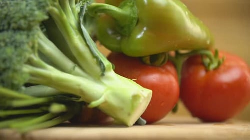 Assorted Fresh Vegetables on Cutting Board, Close-Up