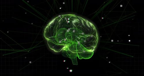 Futuristic Digital Brain Scan with HUD Elements