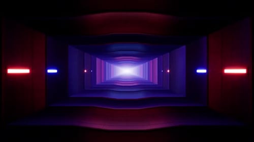 Red and Blue Lights Dark Sci Fi Tunnel