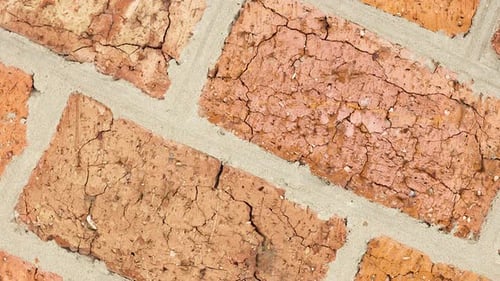 Brick Old Red Wall with Cracks From Old Age Slow Motion