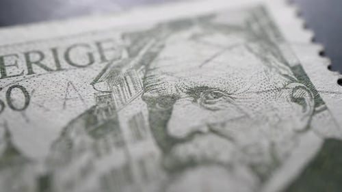 Close Up of Swedish Postage Stamp