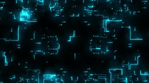 Futuristic Glowing Blue Digital Circuit Board Network Animation