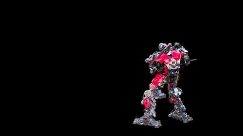 Futuristic Robot Transforms and Walks on Alpha Channel