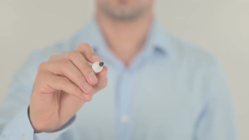 Man Writing Invest on Glass with Black Marker