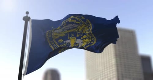 Nebraska State Flag Waving with Detailed Seal