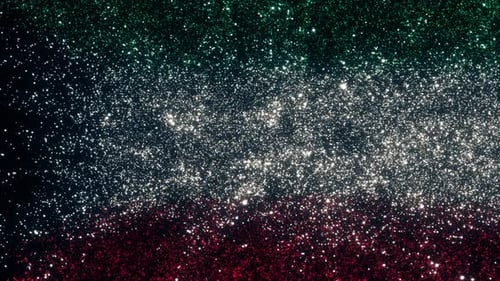 Glittering Green White Red Particle Background Animation