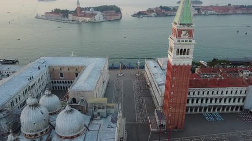 Venice Aerial View at Sunrise in Italy