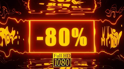 Futuristic Neon Glowing Discount -80% Sale Animation