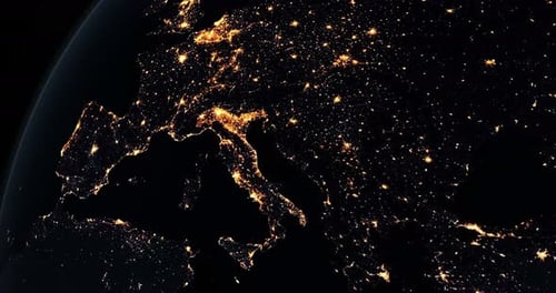 Earth at Night View from Space with Glowing City Lights