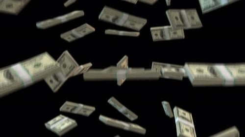 3D Realistic Falling Dollar Money Stacks