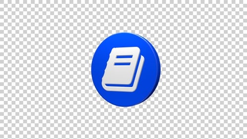 Animated 3D Document Icon in Rotating Blue Circle