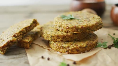 Plant Based Vegetarian Burger Patties Close Up