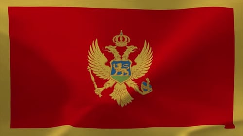 Montenegro National Flag Waving with Coat of Arms